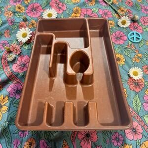 VTG MCM Rubbermaid 2921 Brown Silverware Tray Drawer Utensil Organizer 70's Boho